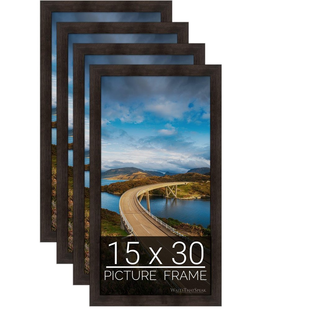 wallsthatspeak 15x30 Espresso Brown Picture Frame for Puzzles Posters Photos or Artwork, Set of 4
