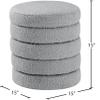Meridian Furniture 153Grey Aphia Collection Modern | Contemporary Boucle Fabric Upholstered Ottoman with Deep Channel Tufting, Grey, Doubles as a Stool, 15" W x 15" D x 15" H, Grey view 3
