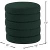 Meridian Furniture 153Green Aphia Collection Modern | Contemporary Boucle Fabric Upholstered Ottoman with Deep Channel Tufting, Green, Doubles as a Stool, 15" W x 15" D x 15" H, Green view 3