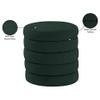Meridian Furniture 153Green Aphia Collection Modern | Contemporary Boucle Fabric Upholstered Ottoman with Deep Channel Tufting, Green, Doubles as a Stool, 15" W x 15" D x 15" H, Green view 4