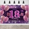 18th Birthday Decorations for Girls Happy Birthday Banner Pink Decorations for A Party Birthday Backdrop for Women view 1