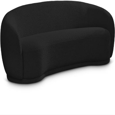 Meridian Furniture 693Black-S Hyde Collection Modern | Contemporary Boucle Fabric Upholstered Sofa, Black, 89.5" W x 38" D x 28" H