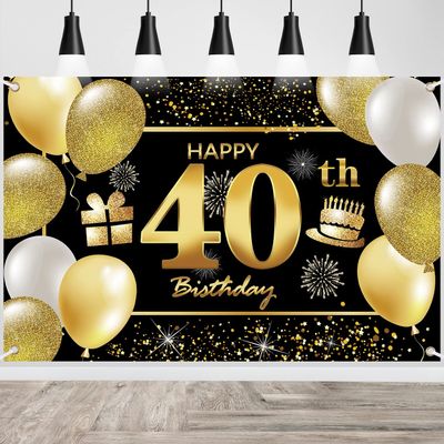 40th Happy Birthday Banner Birthday Decorations for Men Birthday Party Decorations Birthday Backdrop