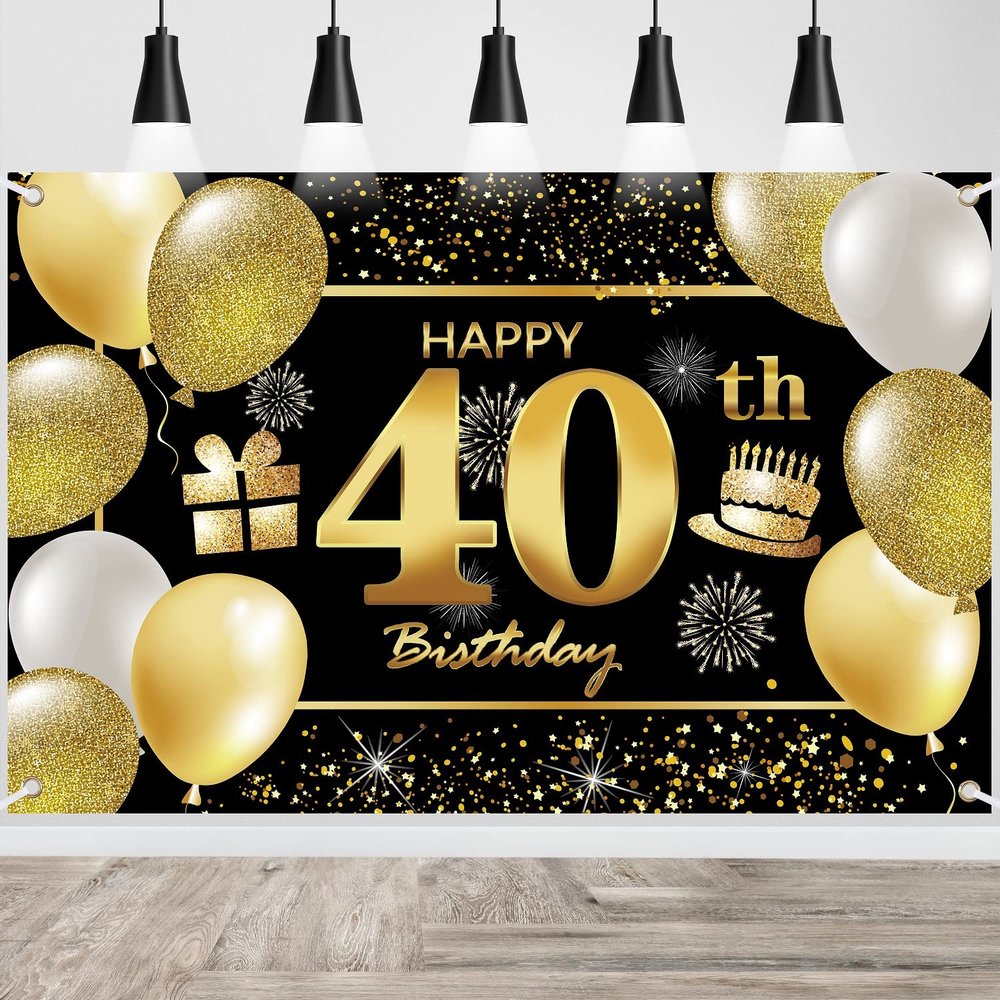 40th Happy Birthday Banner Birthday Decorations for Men Birthday Party Decorations Birthday Backdrop