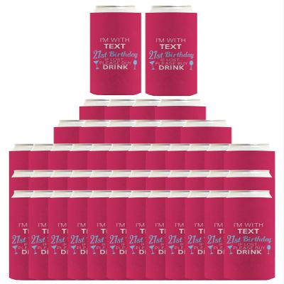 21st Birthday Decorations For Women Personalized 21st Birthday If Lost 48-Pack Personalized Ultra Slim Drink Can Coolers Party Pack