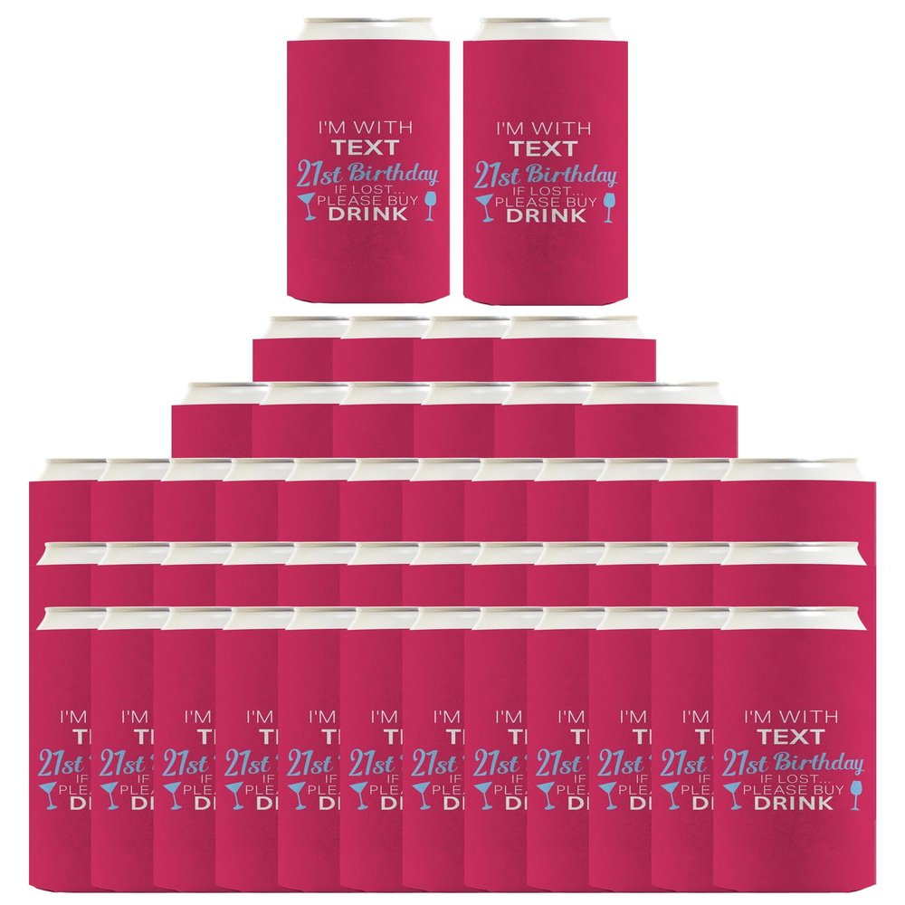 21st Birthday Decorations For Women Personalized 21st Birthday If Lost 48-Pack Personalized Ultra Slim Drink Can Coolers Party Pack