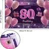 80th Birthday Decorations for Girls Happy Birthday Banner Pink Decorations for A Party Birthday Backdrop for Women view 2
