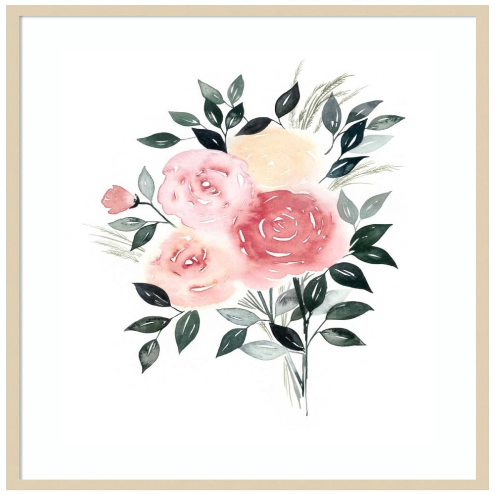 Amanti Art Framed Wall Art Print 41x33 Rosewater I by Grace Popp, Flowers Wall Art, Modern Contemporary Decor, X-Large Poster Painting Artwork for Living Room, Bedroom, Bathroom, Kitchen, Office or