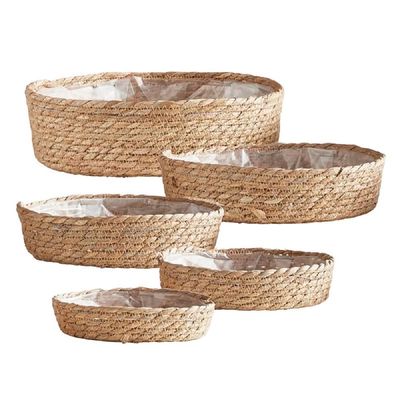 47th & Main Short Lined Seagrass Woven Storage Baskets, Set of 5, Natural