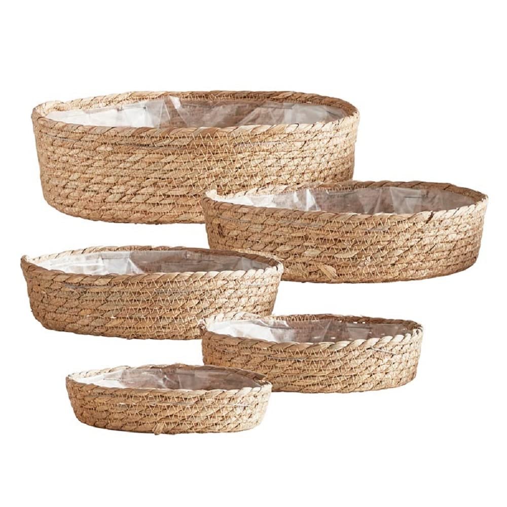 47th & Main Short Lined Seagrass Woven Storage Baskets, Set of 5, Natural
