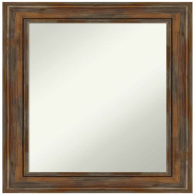 Amanti Art Brown Wall Mirror 30x24 Alexandria Rustic Brown Rectangle Bathroom Mirror for Wall Decor Living Room, Medium Country Rustic Wood Frame, Hangs Horizonally and Vertically, Bathroom Decor, Non