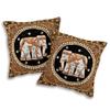 AeraVida Elegant Thai Elephant Velvet and Pearls Set of 2 Square Pillow Case (Black) | Throw Pillow Covers Elephant | Decorative Pillow Covers | Black Pillow Covers Set of 2 view 1
