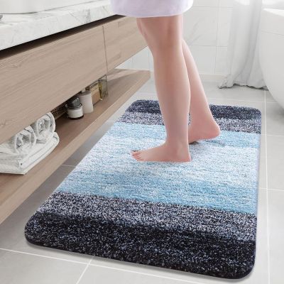 Arotive Microfiber Bathroom Rugs, Shaggy Soft and Absorbent Bath Rug, Non-Slip, Thick Plush Machine Washable Dry Bath Mats for Bathroom, Tub and Shower, 36x24, Blue, Rectangular