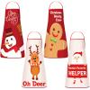 4 Pieces Kids Christmas Apron Cute Children Chef Apron Adjustable Kids Aprons for Girls Boys Toddler Snowman Deer Gingerbread Santa Apron for Kitchen Cooking Baking Crafting Painting Party Supplies view 1