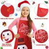 4 Pieces Kids Christmas Apron Cute Children Chef Apron Adjustable Kids Aprons for Girls Boys Toddler Snowman Deer Gingerbread Santa Apron for Kitchen Cooking Baking Crafting Painting Party Supplies view 3