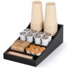 ANBOXIT Coffee Station Organizer for Countertop, Condiment Storage Caddy, Coffee Bar Supplies Organizer for Home, Office and Breakroom - Wooden, Black, 7 Compartment view 1