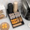 ANBOXIT Coffee Station Organizer for Countertop, Condiment Storage Caddy, Coffee Bar Supplies Organizer for Home, Office and Breakroom - Wooden, Black, 7 Compartment view 2