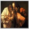 wall26 - The Incredulity of Saint Thomas by Caravaggio - Framed Canvas Print Wall Art Famous Painting Reproduction - 16"x24" White view 1