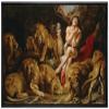 wall26 - Oil Painting of Daniel in The Lion's Den by Peter Paul Rubens in c. 1615 - Baroque Style - Catholic, Christianity - Framed Canvas Art Home Art - 16"x24" Black view 1