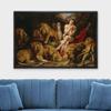 wall26 - Oil Painting of Daniel in The Lion's Den by Peter Paul Rubens in c. 1615 - Baroque Style - Catholic, Christianity - Framed Canvas Art Home Art - 16"x24" Black view 2