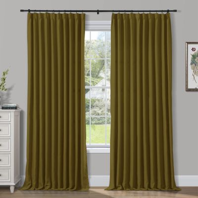 Frelement Blackout Thermal Insulated Curtains Indoor Pinch Pleat Curtains 84 Inch Length Noise Reduction Window Curtain Panels for Bedroom, Wheat, 84" W x 84" L, 2 Panels