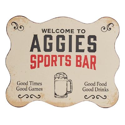 47th & Main Football Fan Gifts Wall Dcor Vintage Retro Bar Metal Sign, 8 x 10-Inch, A&M Aggies