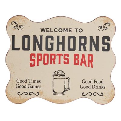 47th & Main Football Fan Gifts Wall Dcor Vintage Retro Bar Metal Sign, 8 x 10-Inch, Texas Longhorns