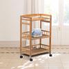 AKaSping 3 Tier Bamboo Storage Cart - Removable Rolling Utility Kitchen Organizer With Mobile Shelving Unit - Serving Tower Rack for Bathroom, Laundry and Narrow Places view 4