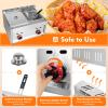 Commercial Gas Deep Fryer 12L Countertop Stainless Steel Dual Tank Kitchen Frying Machine w/2 Removable Baskets & Lid, Double Fryer for French Fries Turkey Donuts Home Kitchen Restaurant view 4