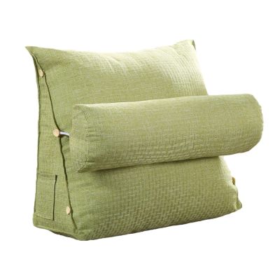 Wedge Reading Pillow with Adjustable Neck Support for Bed Sofa Decoration Back Cushion Support Triangle Bolsters Pregnancy Pillows Headboard Rest Cushion ( Color : Green-02 , Size : 50 x 20 x 60 cm )