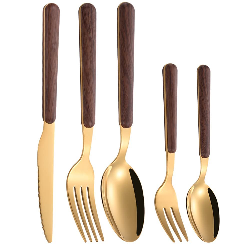 90 Piece Silverware Set for 18,Wooden Handle Stainless Steel Flatware Cutlery Set Utensils for Home Kitchen Restaurant Wedding, Spoons Forks Knifes Utensils Tableware