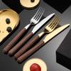 90 Piece Silverware Set for 18,Wooden Handle Stainless Steel Flatware Cutlery Set Utensils for Home Kitchen Restaurant Wedding, Spoons Forks Knifes Utensils Tableware view 3