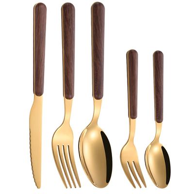 20 Piece Silverware Set for 4,Wooden Handle Stainless Steel Flatware Cutlery Set Utensils for Home Kitchen Restaurant Wedding, Spoons Forks Knifes Utensils Tableware