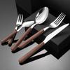 20 Piece Silverware Set for 4,Wooden Handle Stainless Steel Flatware Cutlery Set Utensils for Home Kitchen Restaurant Wedding, Spoons Forks Knifes Utensils Tableware view 2