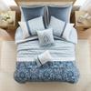 510 DESIGN Luxe Quilted Comforter Set Modern Transitional Design, All Season Down Alternative Warm Bedding Matching Shams, Bedskirt, Decorative Pillow, King, Shawnee Scrollwork Blue view 2