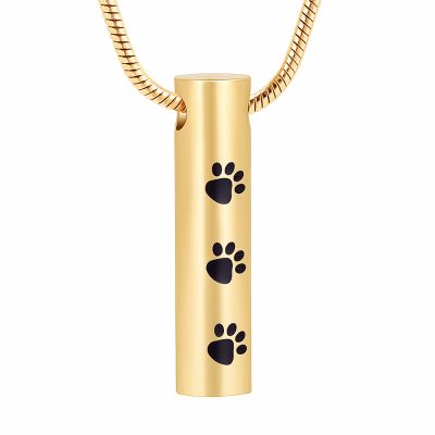 SHEIL Dog/Cat Paw Print Cylinder Cremation Jewelry for Pet Memorial Urn Neckalace Hold Ashes Keepsake Pendant,1