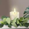 ABOOFAN 4pcs Taper Candle Ring Wreaths Mini Eucalyptus Wreath Small Candle Holder Rings Decorative Glass Tealight Candle Holder for Holiday Party Table Decor Green view 2