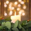 ABOOFAN 4pcs Taper Candle Ring Wreaths Mini Eucalyptus Wreath Small Candle Holder Rings Decorative Glass Tealight Candle Holder for Holiday Party Table Decor Green view 3