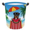 MALIHONG Collapsible Laundry Basket with Handle Summer Watermelon Cute Rottweiler Dog Print Storage Laundry Hamper Toy Organizer Foldable Washing Bin Dirty Clothes Laundry Bag for Bedroom view 1