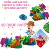 Handepo 50 Pcs Neon Party Hat for Adult Kid, Animal Print Plastic Party Hat view 4