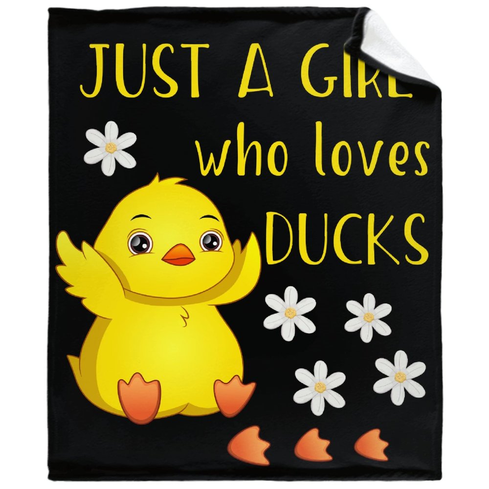 Just A Girl Who Loves Ducks Blanket Soft Blankets and Throws Flannel Cozy Lightweight Quilt Gift Perfect for Bed Sofa Couch 120"x90"Extra Large for Family