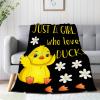 Just A Girl Who Loves Ducks Blanket Soft Blankets and Throws Flannel Cozy Lightweight Quilt Gift Perfect for Bed Sofa Couch 120"x90"Extra Large for Family view 4