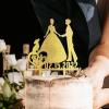 Lesbian Marriage Cake Topper for Wedding Mrs And Mrs Cake Topper Bride Two Girl Silhouette Wedding Cake Topper with Yorkshire Terrier Dog Silhouette LGBTQ Custom Cake Toppers with Dog Acrylic Gold view 2
