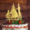 Lesbian Marriage Cake Topper for Wedding Mrs And Mrs Cake Topper Bride Two Girl Silhouette Wedding Cake Topper with Yorkshire Terrier Dog Silhouette LGBTQ Custom Cake Toppers with Dog Acrylic Gold view 3