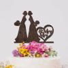 Lesbian Bride And Bride Cake Toppers for Wedding Mrs & Mrs LGBT Cake Topper Bride Two Girl Silhouette Wedding Cake Topper Hers And Hers Custom Wedding Cake Decoration LGBT Silhouette Toppers Wood view 4