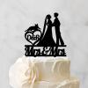 Lesbian Marriage Cake Topper Bride Mrs And Mrs Wedding Cake Topper Bride Two Girl Silhouette Wedding Cake Topper with Chihuahua Dog Silhouette LGBTQ Custom Engagement Cake Toppers Black Acrylic view 3