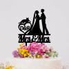 Lesbian Marriage Cake Topper Bride Mrs And Mrs Wedding Cake Topper Bride Two Girl Silhouette Wedding Cake Topper with Chihuahua Dog Silhouette LGBTQ Custom Engagement Cake Toppers Black Acrylic view 4
