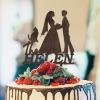 Lesbian Couple Silhouette Wedding Cake Topper with Bull Dog And Golden Retriever Mrs And Mrs Lesbians Cake Topper for Wedding Bride Couple Rustic Cake Topper LGBTQ Custom Anniversary Cake Toppers Wood view 1