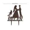 Lesbian Couple Silhouette Wedding Cake Topper with Bull Dog And Golden Retriever Mrs And Mrs Lesbians Cake Topper for Wedding Bride Couple Rustic Cake Topper LGBTQ Custom Anniversary Cake Toppers Wood view 2