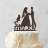 Lesbian Couple Silhouette Wedding Cake Topper with Bull Dog And Golden Retriever Mrs And Mrs Lesbians Cake Topper for Wedding Bride Couple Rustic Cake Topper LGBTQ Custom Anniversary Cake Toppers Wood view 3